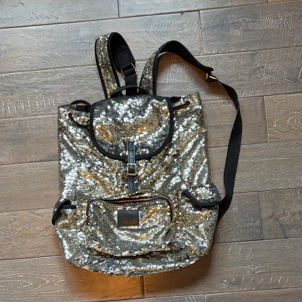 PINK Victoria's Secret light gold/Silver Sequin Backpack